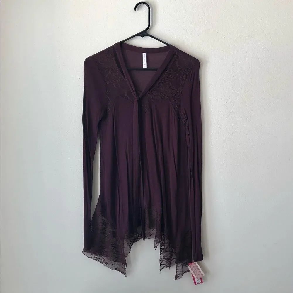 Xhilaration Long Sleeve Purple Lace Top